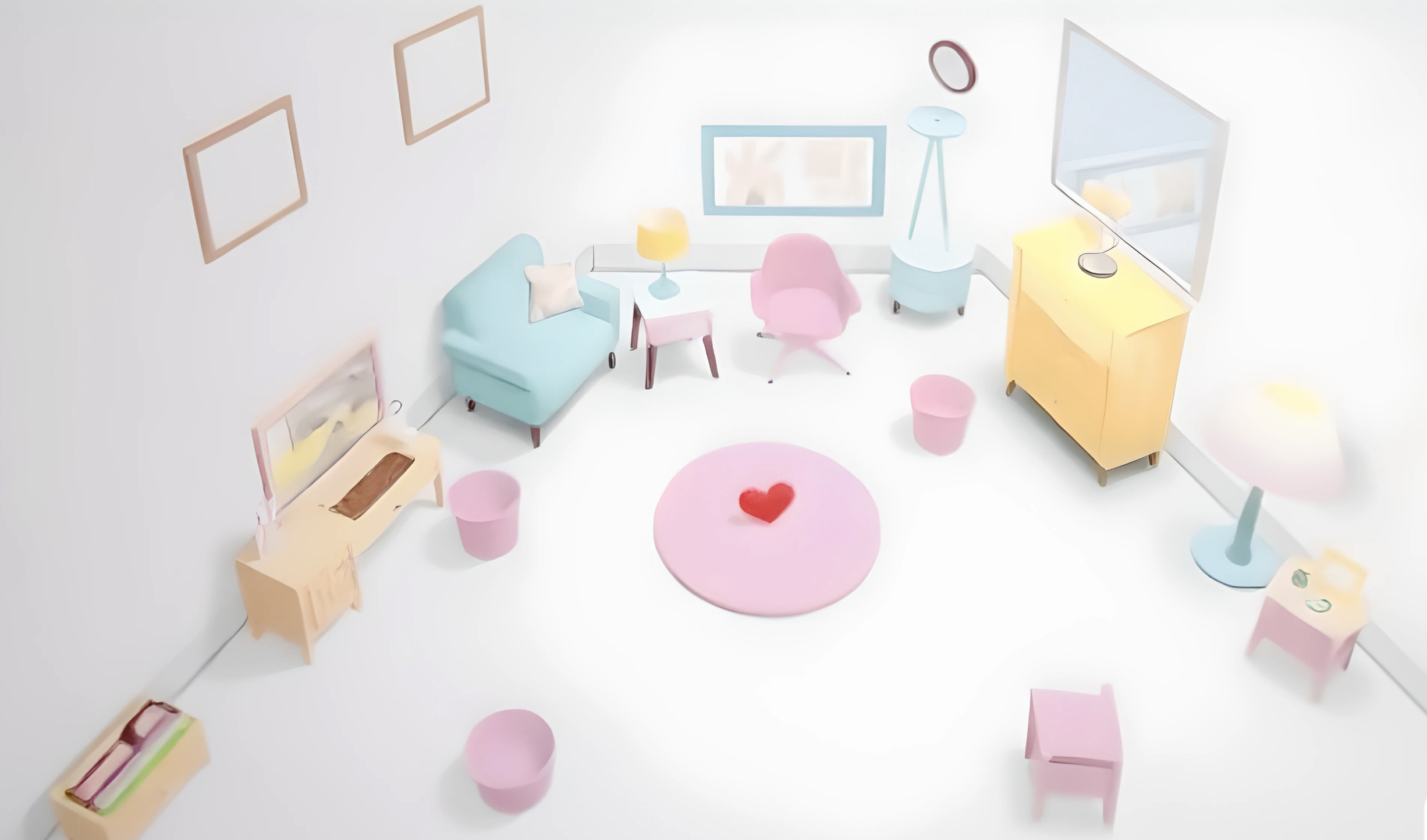 Pastel AI-generated interior created from the shared block arrangement